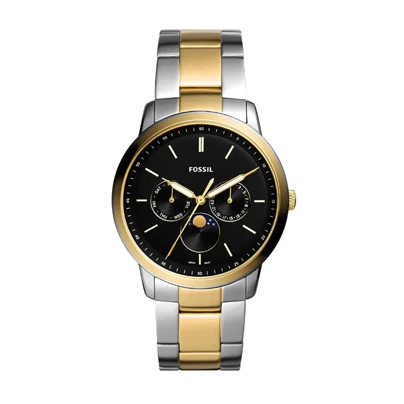 Fossil Neutra Moonphase Two-Tone Black Dial Men's Watch- FS5906